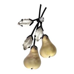 Austria Frosted Glass Two White Pears Brooch J527